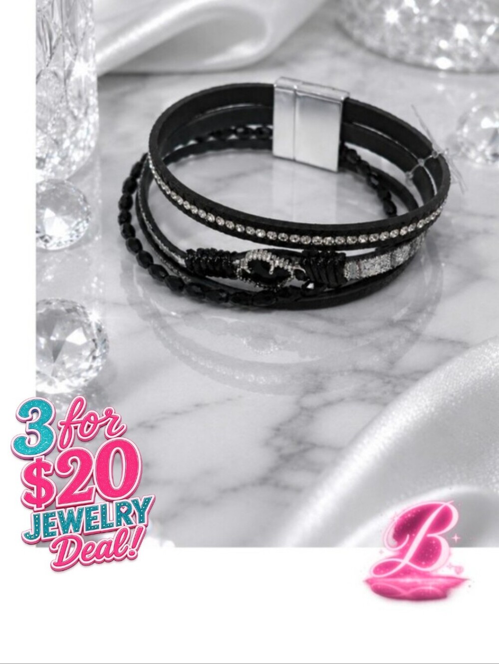 3/$20 Magnetic Claspsing Stacked Bracelet - NWT